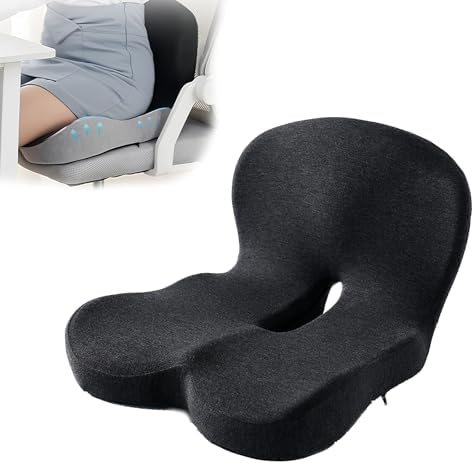 Back and Seat Cushion, Soothe+Cushion,Car Seats with Lumbar Support,Memory Foam Non Slip Skin with Back Support for Office Chair, Car (Black)