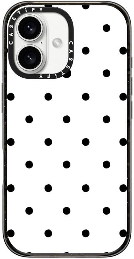 CASETiFY Impact Case for iPhone 16 [8.2ft 4X Military Grade Drop Protection/Compatible with Magsafe] - Classic Dottie - Blank Slate - Clear Black