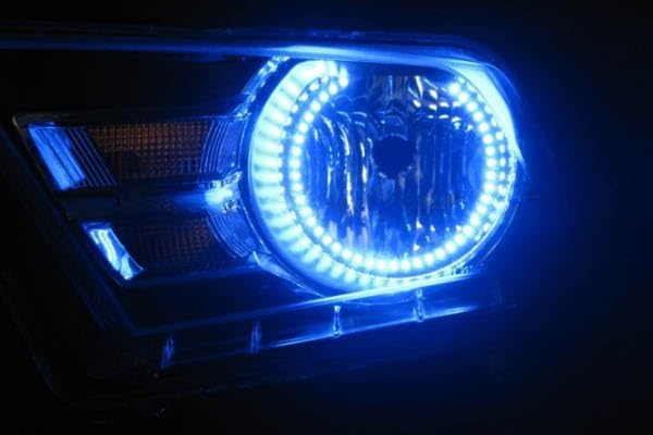 iJDMTOY 7-Color RGB LED Halo Ring Lighting Kit Compatible with 2005-2012 Ford Mustang Reflector Halogen Front Road Illuminating Light Retrofit w/Adjustable Setting