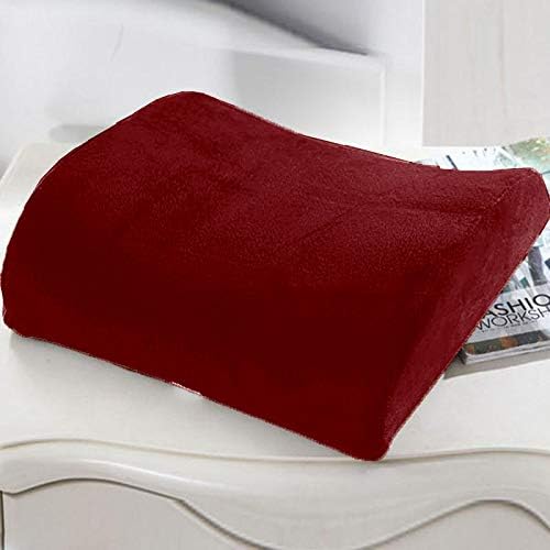 Comfortable Ergonomic Memory Foam Back Lumbar Support Cushion for Chairs Car Office Home with Removable Soft Velvet Cover (Burgundy)