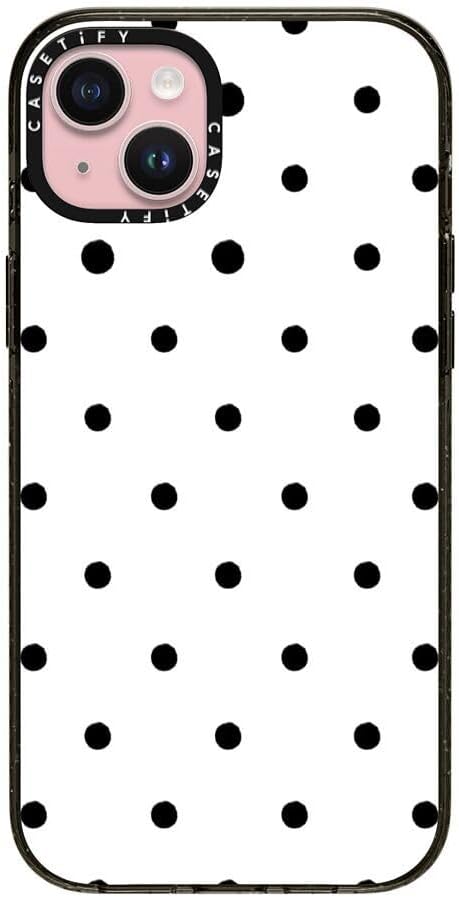 CASETiFY Impact Case for iPhone 15 Plus [8.2ft 4X Military Grade Drop Protection/Compatible with Magsafe] - Classic Dottie - Blank Slate - Clear Black