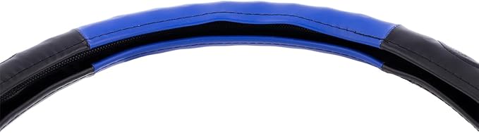 United Pacific 70405 18" Two Tone Steering Wheel Cover, Engineered Leather Construction, Euro Style, Large Grip – ONE Steering Wheel Cover – Black & Blue