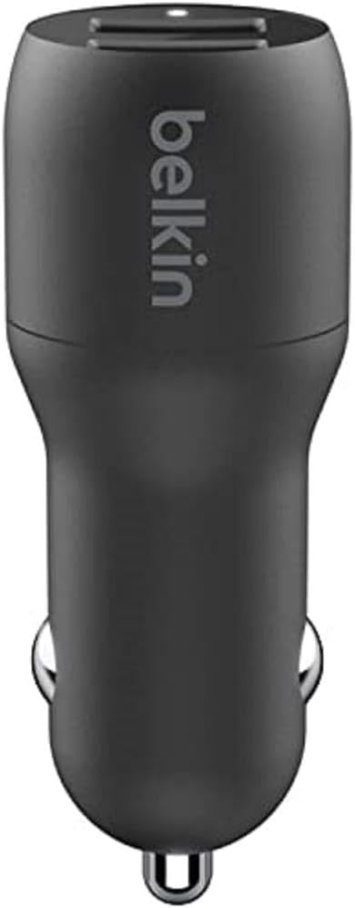 Belkin 24 Watt Dual USB Car Charger - 2 12W USB A Ports with Fast Charging for Apple iPhone 14, 14 Pro, 14 Pro Max, iPhone 13, 13 Pro, 13 Pro Max, Samsung Galaxy, AirPods & More - USB-C Charger
