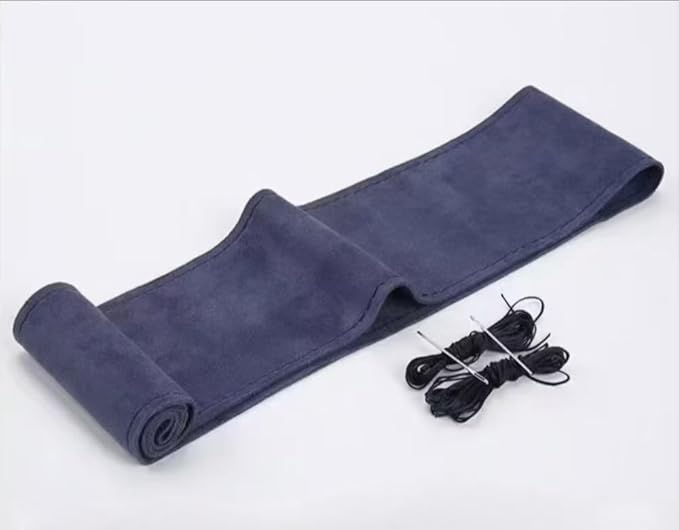 Steering Wheel Cover (Suede Leather), DIY Hand Sewn, Suitable for Both Men and Women, 15 inch Universal (Dark Blue)