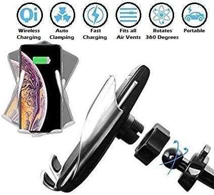 Automatic Clamping Cell Phone Mount Holder for Car Air Vent | Wireless & Fast Charging | Infrared Smart Sensors | Compatible with Qi Devices, iPhone 8/Samsung S6 or Later Models (Black, 10W)