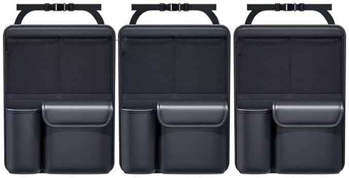 Car Trunk Organizer Backseat Storage Bag for Honda CRV Hybrid 2023-2026, Heavy Duty Hanging Cargo Net Pocket Space Saving Leather Interior Accessories,3pcs