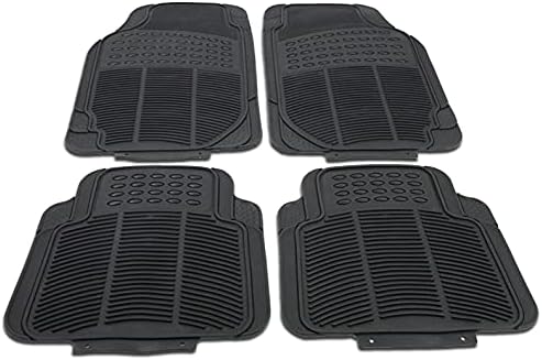 All Weather Rubber Floor Mats Waterproof Front & Rear Carpet 4pcs Heavy Duty Deep Dish Liner Trimmable Edge Customize Universal Fit