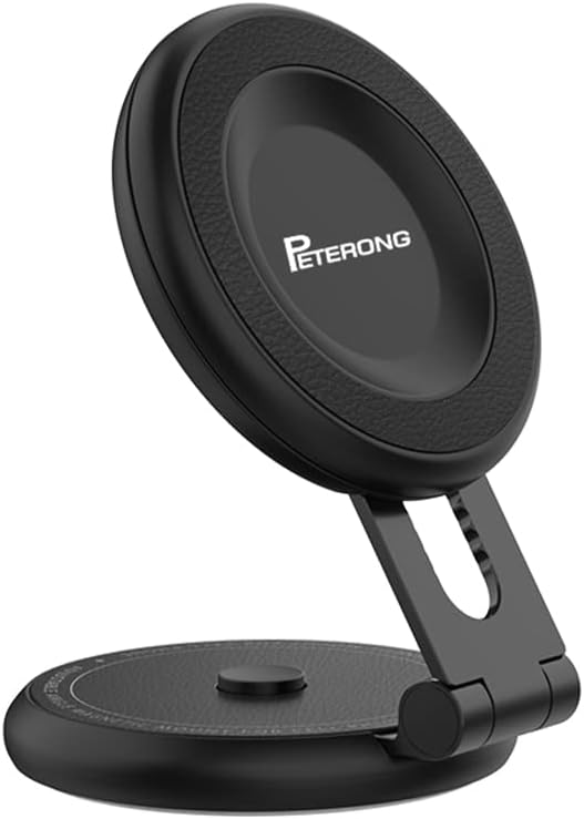 Magnetic Car Phone Holder Mount for Tesla Model 3/Y/Mustang Mach-E Compatible with MagSafe, Car Phone Mount Foldable Invisible Cradle Stand Adhesive 360° for iPhone 16/15/14/13/12 (Black)