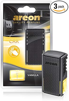 AREON ACB06 Car Perfume Luxury and Elegant 0.27 oz Car Freshener Vent Clip, Vanilla Scent (Pack of 3)