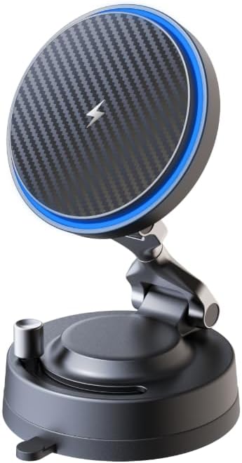 for MagSafe Car Mount Charger, 15W Fast Wireless Charging Magnetic Car Phone Holder, 360°Rotatable & Foldable Metal Stand, Strong N52 Magnet for iPhone 17–12 Series & Mag Safe Case