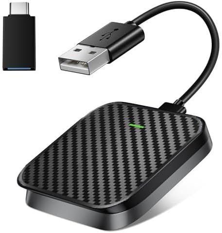 Wireless CarPlay Adapter for Apple iPhone, Android Auto Wireless Adapter for Samsung Galaxy/Motorola, 2025 Upgrade Plug & Play Fast Connection Car Play (Black)