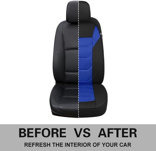 3D Air Mesh Car Seat Cover Front Sets Washable and Breathable Premium Cloth Automotive Vehicle Seat Covers for Cars Interior, Universal Fit for Most Cars, Sedan, Truck, SUV(Black/Blue)