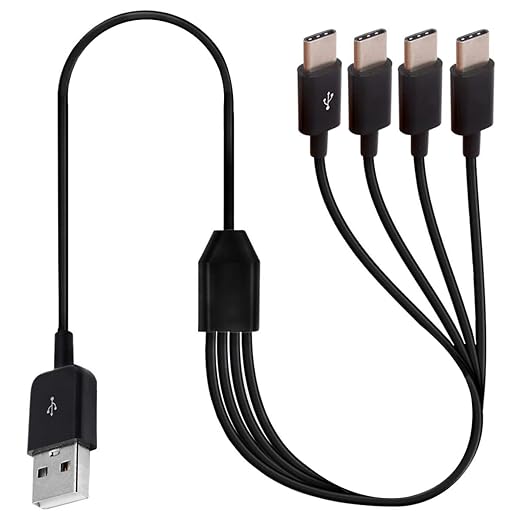 Multi USB C Splitter Y Cable, 4 in 1 USB 2.0 Type A Male to 4 Type C Male Cable Supports Charging And data transmission for i/Phone 15 Plus Pro Max, Galaxy S24/S23/S22, Huawei P40/P30 1meter (4 USB C)