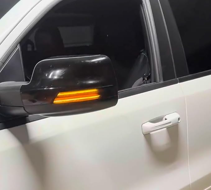 iJDMTOY Semi-Clear Lens Dynamic Sequential Blink/Flow Full LED Side Mirror Turn Signal Light Assembly Kit Compatible with 2019-up Dodge RAM 1500