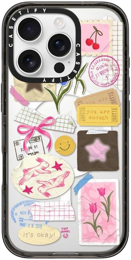 CASETiFY Impact Case for iPhone 16 Pro [Slim / 8.2 ft. 4X Military Grade Drop Protection/Compatible with Magsafe] - You are Stars Collage - Clear Black