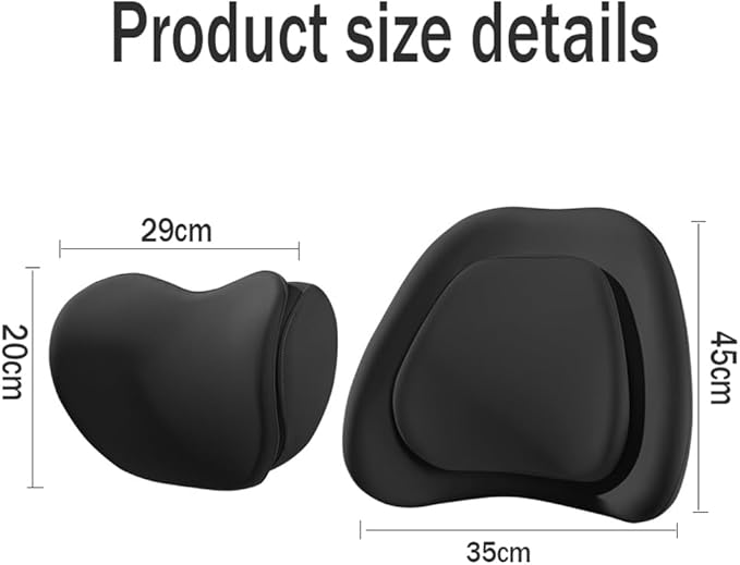 Car Headrest Lumbar Support Cushion for VW Golf VIII VI V IV III II I Mk 8 7 6 5 4 3 R GTE/GTI/GTD/Clubsport 45, Memory Foam Relieve Fatigue Breathable Car Seat Neck Pillow,Black-Set