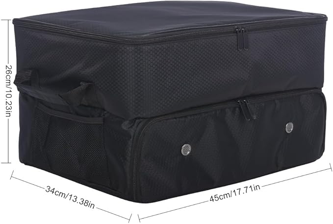 2 Layer Golf Trunk Organizer, Waterproof Car Golf Locker with Separate Ventilated Compartment for 2 Pair Shoes, Golf Trunk Storage for Balls, Tees, Clothes, Gloves, Accessories, Golf Gifts
