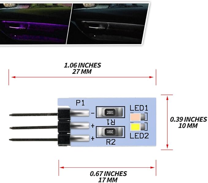 NJSBYL 4PCS LED Door Handle Circuit Board Replacement for B-MW 3 4 5 Series X1 M4 Gran Turismo Touring Sedan Convertible Coupe F10 F30 F31 F32 F33 F34 F36 F48 F82 F83 Purple-White Ambient Lighting
