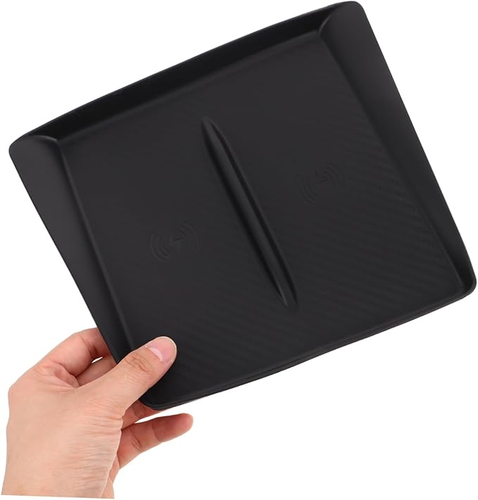 Wireless Charging Silicone Mat for Y Center Console Non-Slip Phone Holder Pad Silicone Material Easy Installation Black Car Interior Accessory