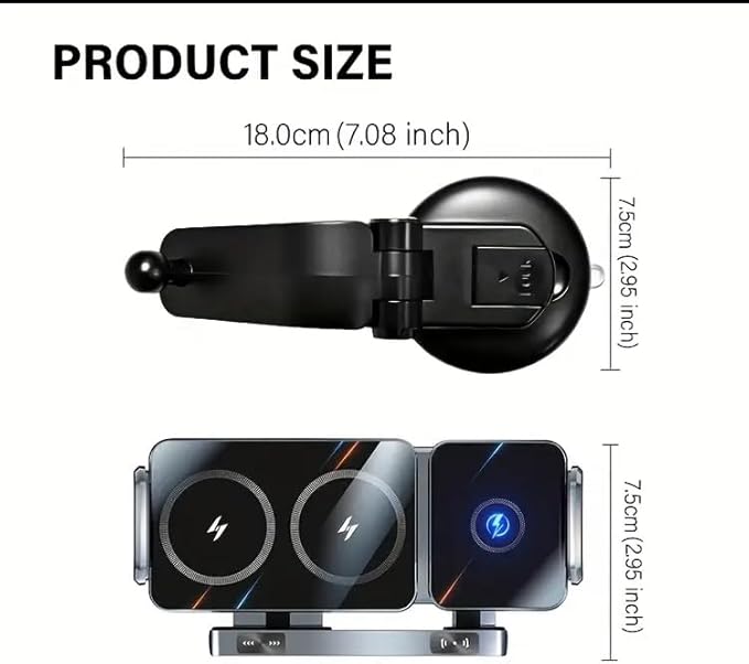 Wireless Car Charger Mount, Auto-Clamping Phone Holder with Fast Charging – Wireless Cell Phone Charging Car Mount for iPhone & Android (Dashboard Mount)