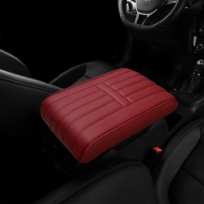 Car Armrest Pad for Volkswagen VW Atlas (7-Seater) 2018 2019 2020 2021 2022 2023 2024 2025 Memory Cotton Armrest Box Pad Center Console Scratch Pad Cushion Protector,Red