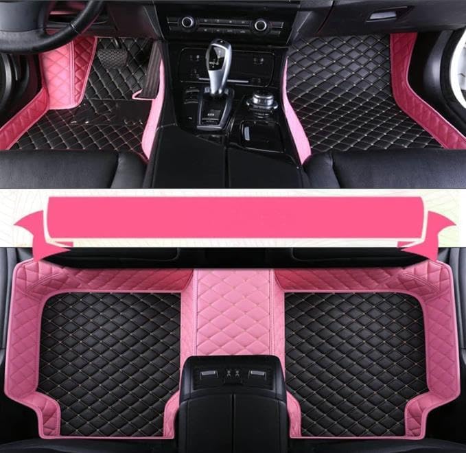 Car Floor Mats Automotive Floor Mats Vehicle Specific All Weather Protection Custom Compatible with Most of 98% Cars SUVs (Pink and Black)