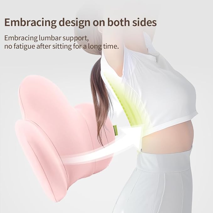 Lumbar Support Pillow for Office Chair, Gaming Chair, Car Driver Seat Back Cushion, Bed & Couch, Gifts for Friends and Parents,Ergonomic Back Support Pillow with Comfortable Memory Foam(Pink)