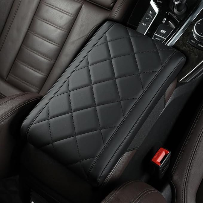 Upgrade Car Console Armrest Pad,Car Armrest Cushion with Comfortable Memory Foam,Premium PU Leather Car Armrest Cover,Universal Car Center Console Pillow,Car Accessories(Black3)