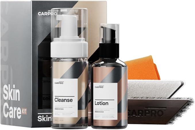 CARPRO Skincare Leather Kit: Car Leather Cleaner, Leather Conditioner, Brush & Towel - Clean and Condition All Types of Leather - Prevent Car Leather Seats from Fading, Cracking & Drying Out