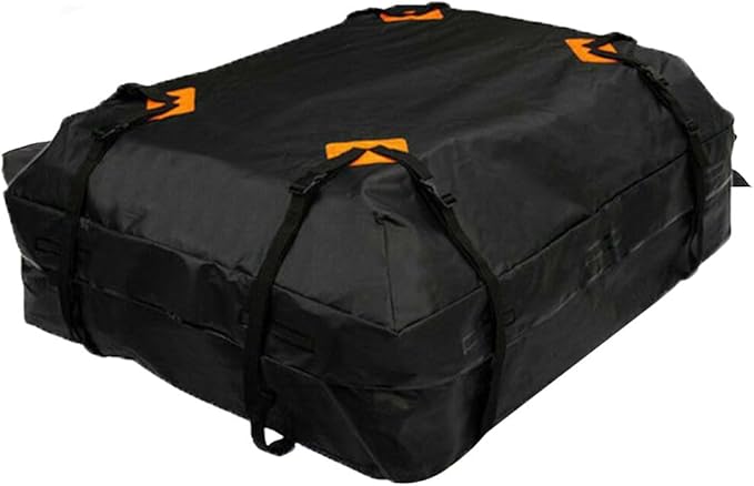 Car Roof Bag, Car Rooftop Cargo Carrier Bag, Rooftop top Cargo Carrier Bag Waterproof 15 Cubic feet for All Top of Vehicle with/Without Rack Includes Topper