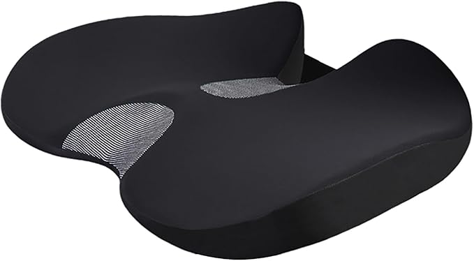 Car Seat Cushion for Long Driving, Ergonomic Memory Foam Seat Cushion, Car Seat Cushion for Back Pain and Lumbar Support Non Slip and Easy Clean for Driving Gaming Chair and Travel C Cool Black