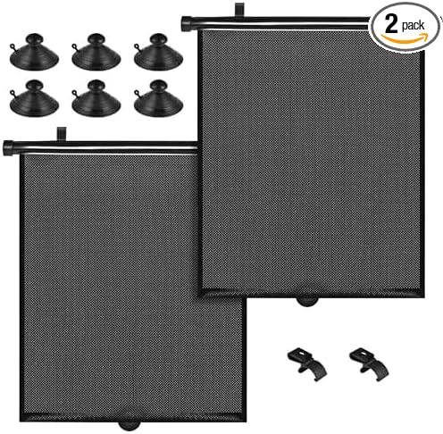 PLTCAT 2 Pack Car Sun Shade Side Window for Baby, Roller Vehicle Shades Sun Protection Shade for Car Side Window (Standard-16''x18'')