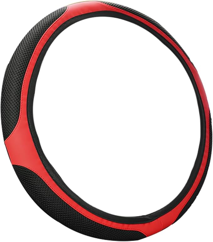 LoyaForba Car Steering Wheel Cover, Universal 14.5-15 Inch, Soft Anti-Slip Neoprene Protector for Steering Wheel, Breathable Odorless and Elastic Stretch, Car Accessory for SUV, Van, Truck (Red)