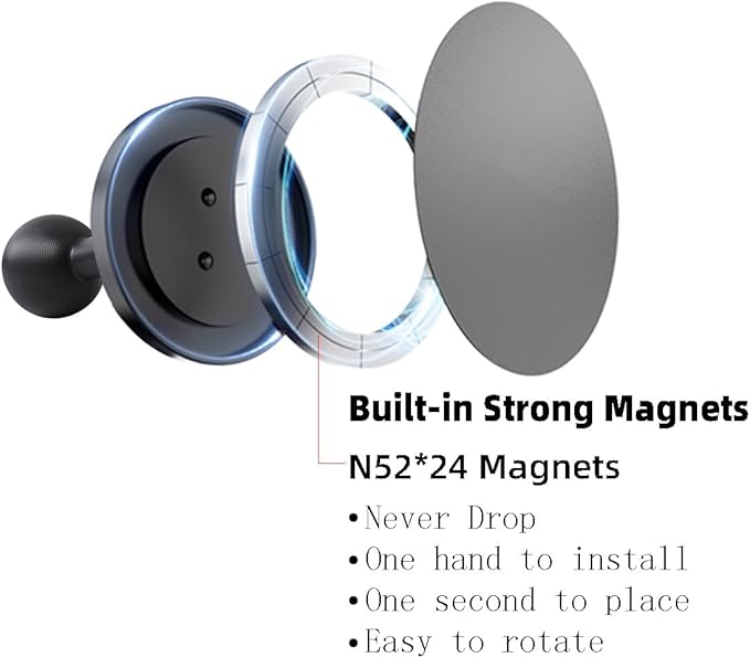 Super Magnetic Cell Phone Holder Base with 1" Ball for MagSafe iPhone 17 16 15 14 13 Series,Compatible with RAM mounts and Other B Size Ball Double Socket Arm