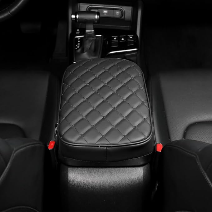 Car Armrest Cushion Cover Compatible with Kia Sportage 2023 2024 2025 2026 Accessories, Leather Center Console Armrest Pad(Black)