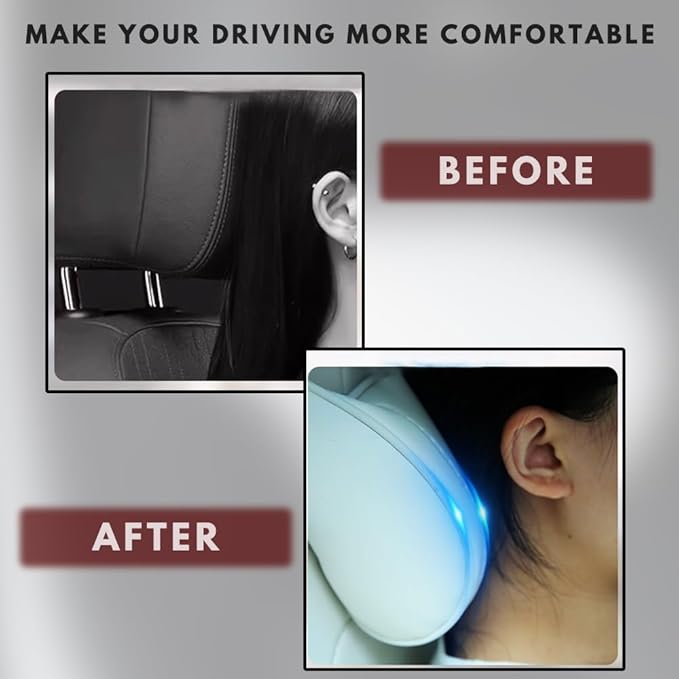 Car Headrest Neck Pillow Support Memory Foam Ergonomic Design Accessory for Driving Seat Fatigue Relief Compatible with Model S X 3 Y & Cybertruck - 1 Piece