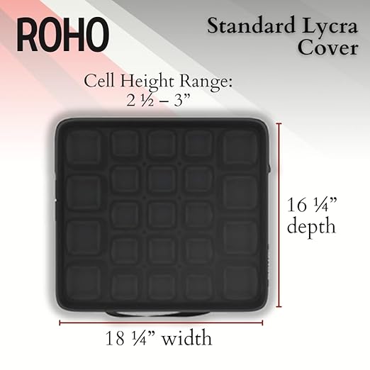 Roho Mosaic Cushion, 18" x 16" Inflatable Seat Cushion with Adjustable Air Cells, Two-Way Stretch Lycra Cover, Non-Skid Bottom, Lightweight & Portable for Wheelchairs, Office Chairs, Cars & Home