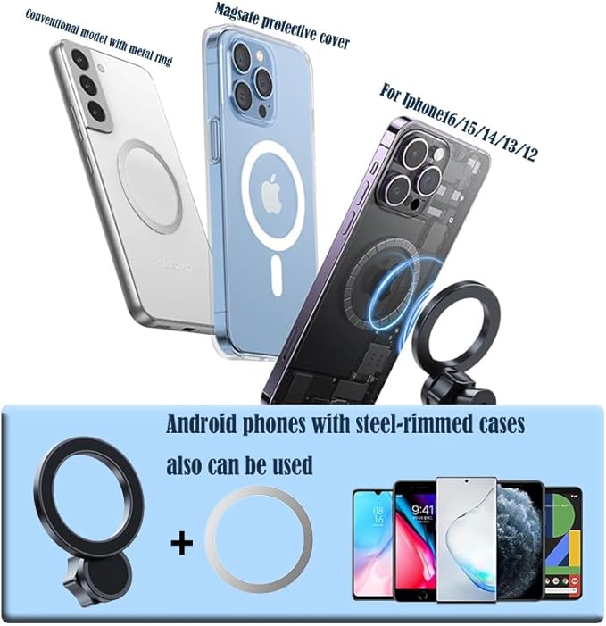Phone Mount Designed for Tesla Model 3 Model Y, Magnetic Phone Holder Compatible with MagSafe for iPhone 16 Pro Max Plus 15 14 13 12 Mini and All Other Phone with Steel-Rimmed Cases