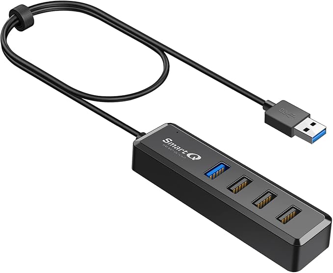 SmartQ 4-Port Hub - 1 USB 3.0 + 3 USB 2.0 Ports for MacBook, Mac Pro, Mac mini, iMac, Surface Pro, XPS, PC, Flash Drive, Mobile HDD, Laptop Extension Cable