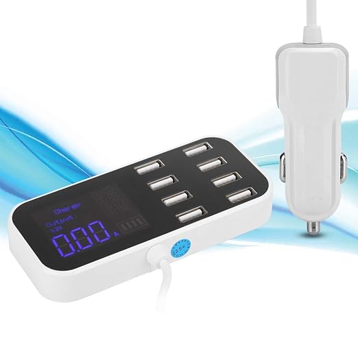 FLEXMAN 90W Powered USB Hub, 5.2V 9.1V 12V 3 Modes Data Hub Portable Car Use Power Adapter with LED Screen for Laptop PC Computer Printer