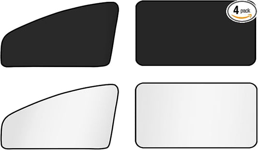 XCBYT Car Window Shades for Side Windows, 4 Pack Universal Sun Shades with Reflective Silver & Black Privacy Layer, UV Heat Blocker Car Curtains for Camping, Travel & Privacy (Silver)