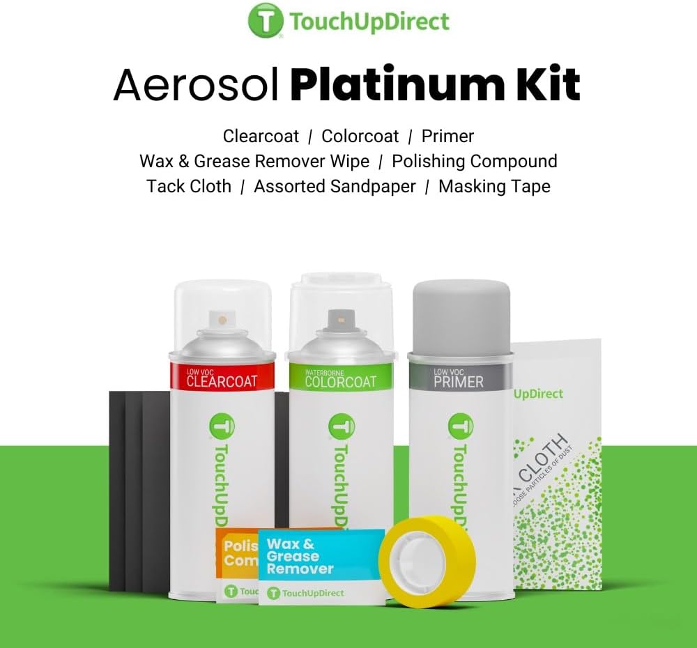 TouchUpDirect 1K0 Silver Knockout Metallic Compatible with Toyota Exact Match Touch Up Paint Aerosol - Platinum Kit