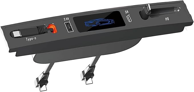 65W USB Charging Hub for Tesla New Model Y Juniper & Model 3 Highland，Hidden Docking Station Design (for Y/3 2023 2022 2021)