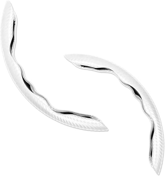 Car Interior Accessories Butterfly Steering Wheel Cover Car Carbon Fiber Anti-Skid Steering Wheel Cover (White)