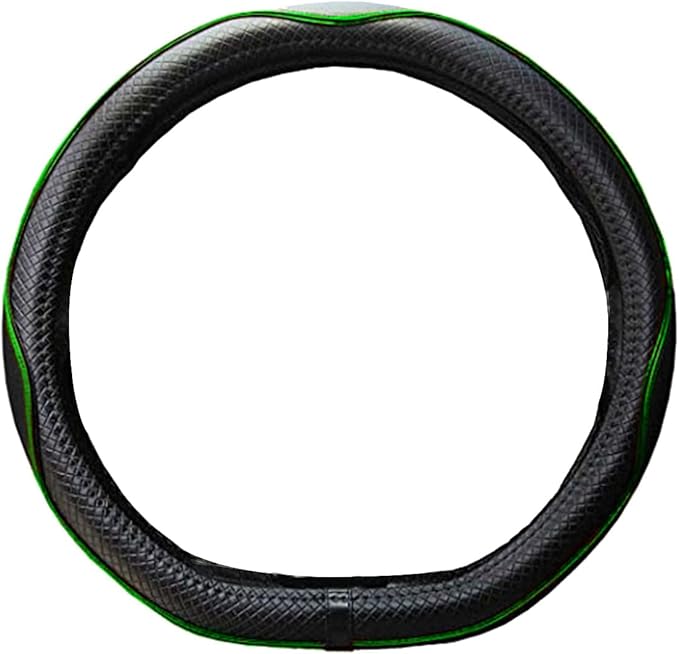 Mayco Bell Flat Bottom Steering Wheel Cover Anti-Slip,Safety,Soft,Breathable,Durable,Full Surround,Comfortable Grip Microfiber Leather (D Shape, Green)