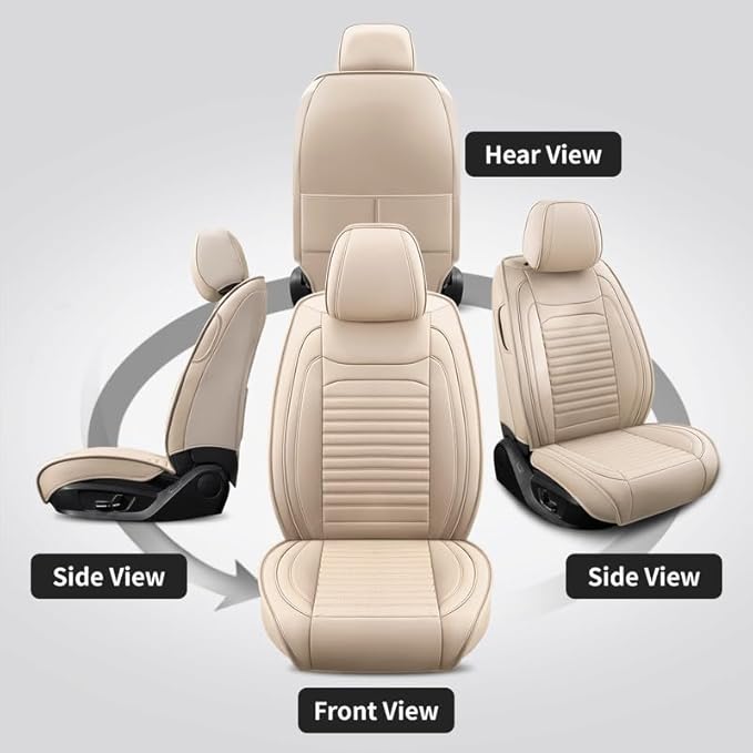 Front Seat Covers Fit for Toyota Matrix 2003-2014, Car Seat Covers Front Seats, Breathable Faux Leather Automotive Seat Covers Front Pair Anti-Slip Seat Cover(Beige, Front)