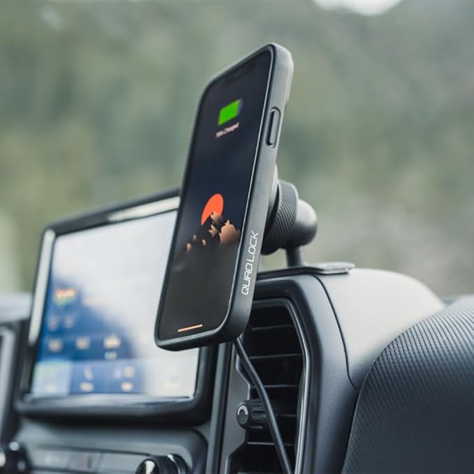 Quad Lock Adhesive Dashboard/Console Car Phone Holder Kit with MAG Wireless Charging Head V2 and MAG Phone Case for iPhone 17e