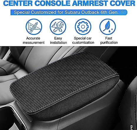 Autorder Center Console Cover for Subaru Outback 2020-2025 Accessories Armrest Cover Carbon Fiber Anti-Scratch Middle Console Pad Leather Armrest Protector