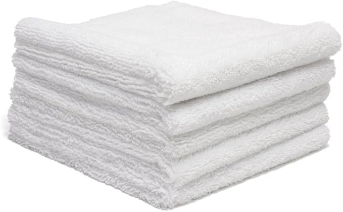 Autofiber Zeroedge Detailing Towel (Pack of 5) Edgeless Microfiber Polishing, Buffing, Window, Glass, Waterless, Rinseless, Car Wash Towels (White)