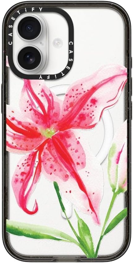 CASETiFY Impact iPhone 17 Case [Slim/Compatible with Magsafe / 8.2 ft. 4X Military Grade Drop Protection] - Stargazer Lily - Clear Black